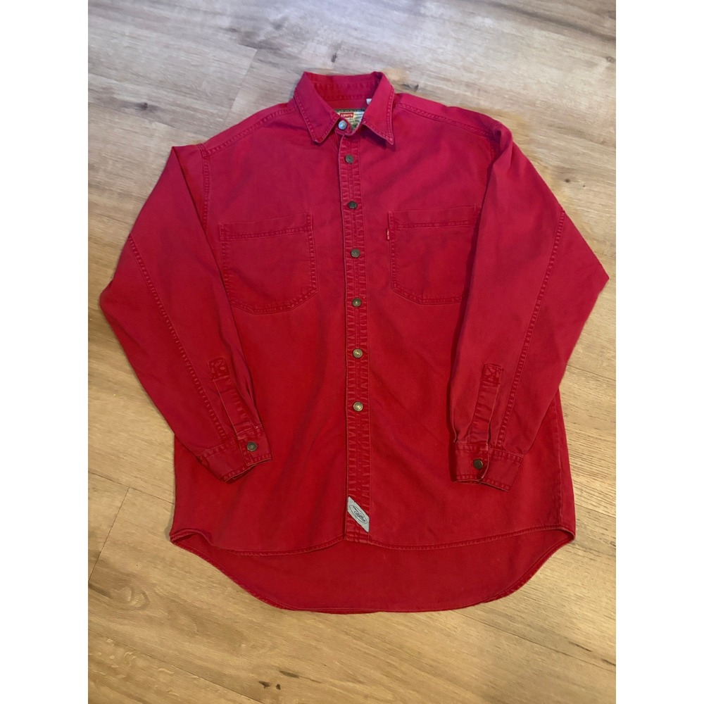 Vintage 90s Red Tab Levi's Button Down Shirt M Long Sleeve Workwear Western